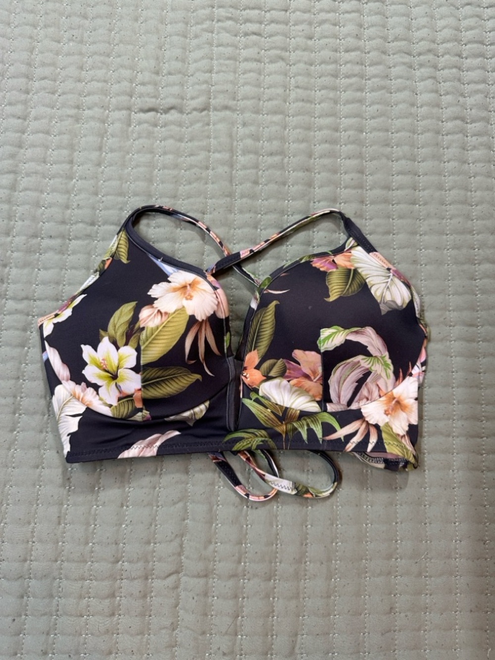 Shade & Shore Black Floral Bikini Top